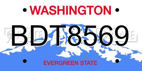 BDT8569 Washington License Plate