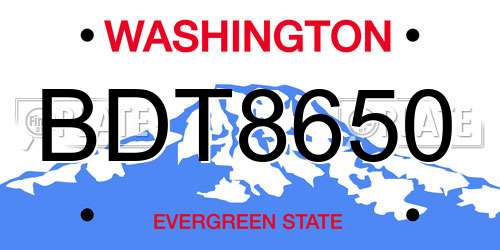 BDT8650 Washington License Plate
