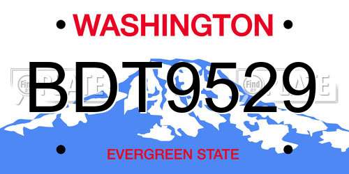 BDT9529 Washington License Plate
