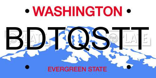 BDTQSTT Washington License Plate