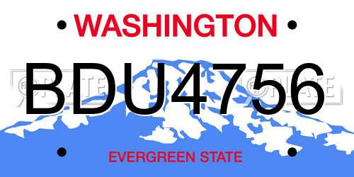 BDU4756 Washington License Plate