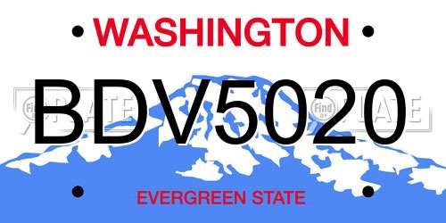 BDV5020 Washington License Plate
