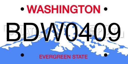 BDW0409 Washington License Plate