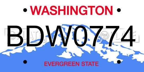 BDW0774 Washington License Plate
