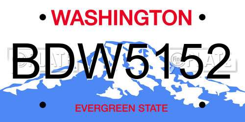 BDW5152 Washington License Plate