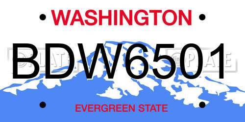 BDW6501 Washington License Plate