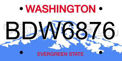 BDW6876 Washington License Plate