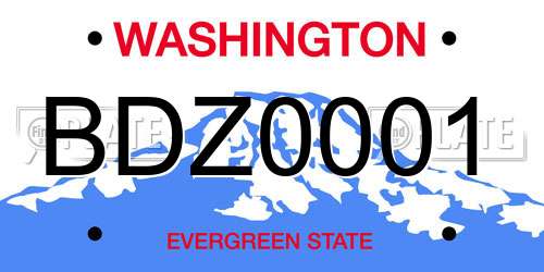 BDZ0001 Washington License Plate