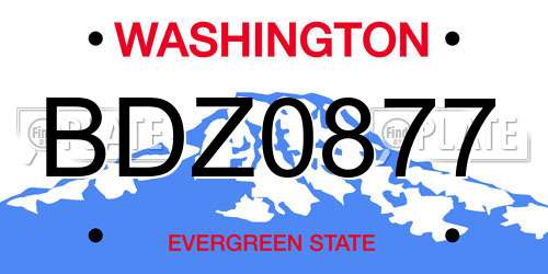 BDZ0877 Washington License Plate
