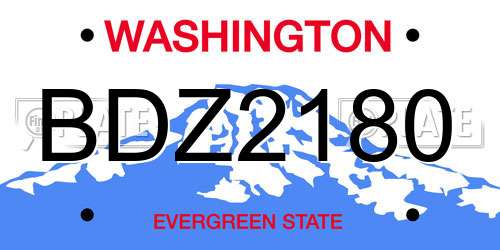 BDZ2180 Washington License Plate