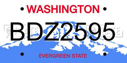 BDZ2595 Washington License Plate