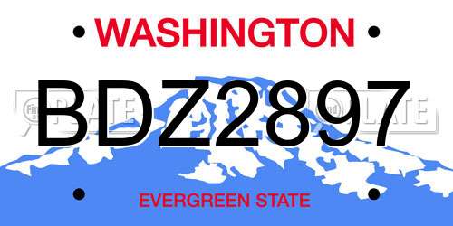 BDZ2897 Washington License Plate