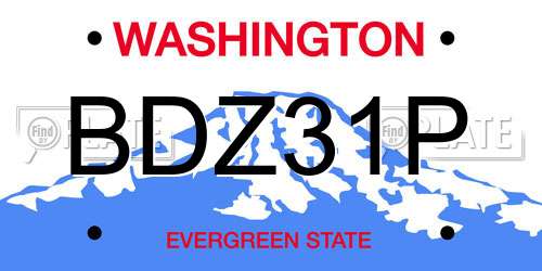 BDZ31P Washington License Plate