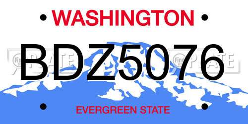 BDZ5076 Washington License Plate