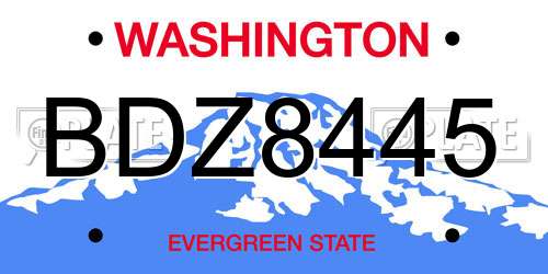 BDZ8445 Washington License Plate
