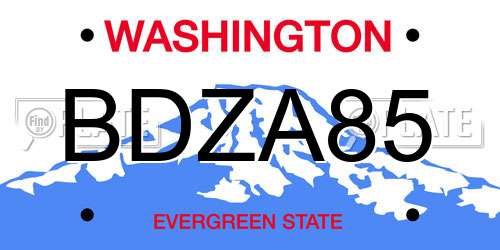 BDZA85 Washington License Plate