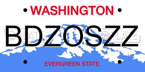 BDZOSZZ Washington License Plate