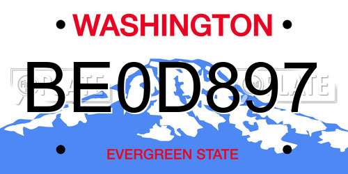 BE0D897 Washington License Plate