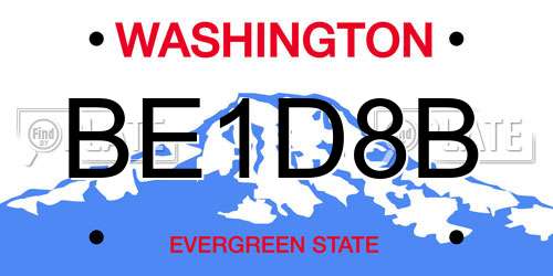 BE1D8B Washington License Plate