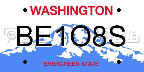 BE1O8S Washington License Plate