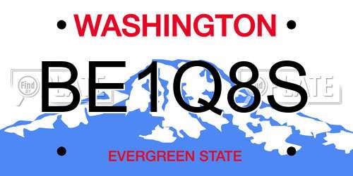 BE1Q8S Washington License Plate