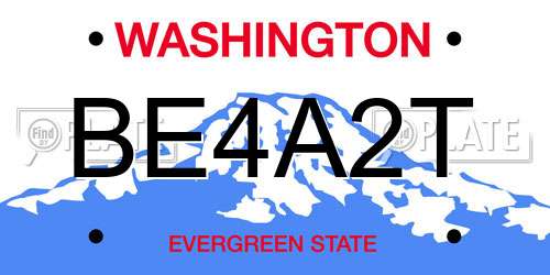 BE4A2T Washington License Plate