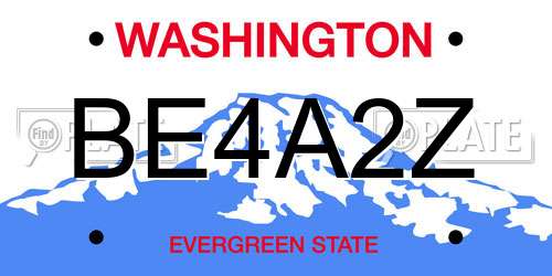 BE4A2Z Washington License Plate