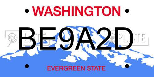 BE9A2D Washington License Plate