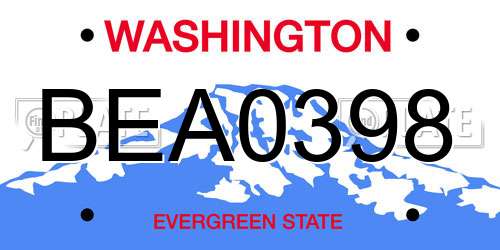 BEA0398 Washington License Plate