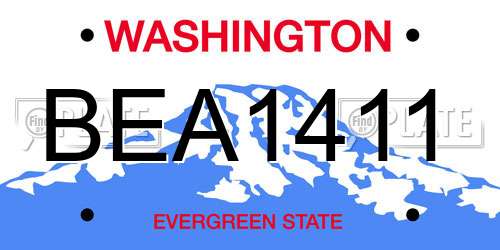 BEA1411 Washington License Plate