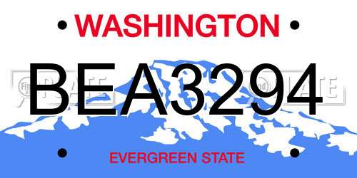 BEA3294 Washington License Plate