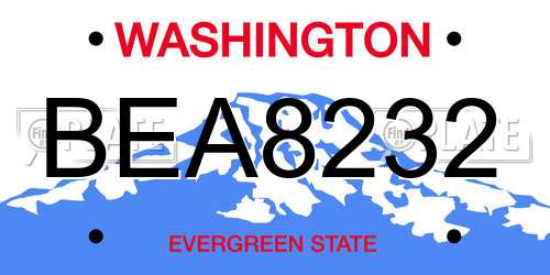 BEA8232 Washington License Plate