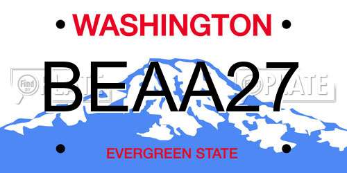 BEAA27 Washington License Plate