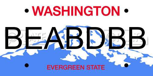 BEABDBB Washington License Plate