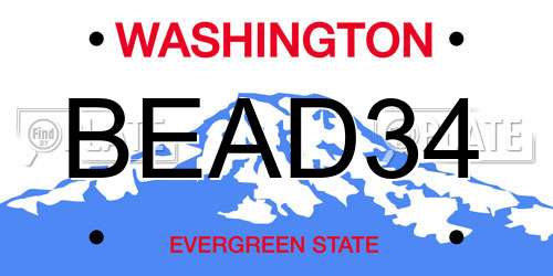 BEAD34 Washington License Plate