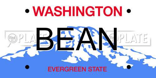 BEAN Washington License Plate