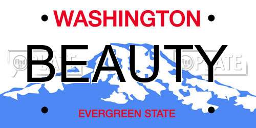 BEAUTY Washington License Plate
