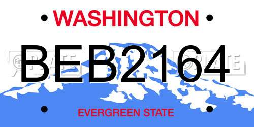 BEB2164 Washington License Plate