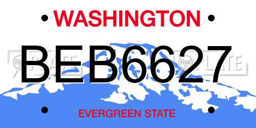 BEB6627 Washington License Plate