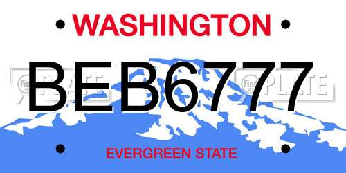 BEB6777 Washington License Plate