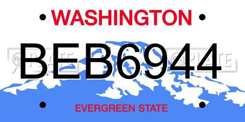 BEB6944 Washington License Plate