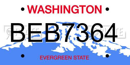 BEB7364 Washington License Plate