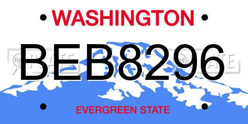 BEB8296 Washington License Plate