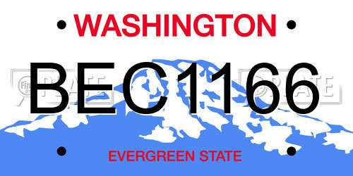 BEC1166 Washington License Plate