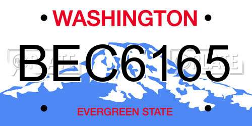BEC6165 Washington License Plate