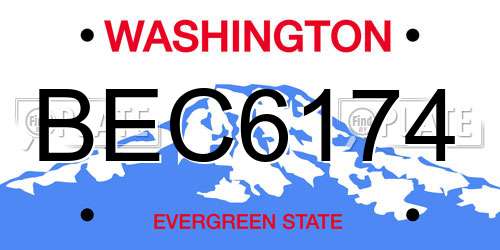 BEC6174 Washington License Plate