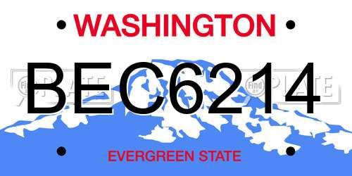 BEC6214 Washington License Plate