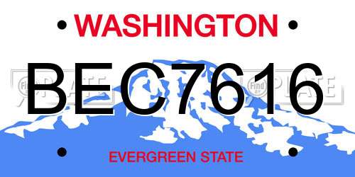 BEC7616 Washington License Plate