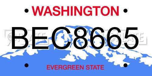 BEC8665 Washington License Plate