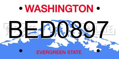 BED0897 Washington License Plate